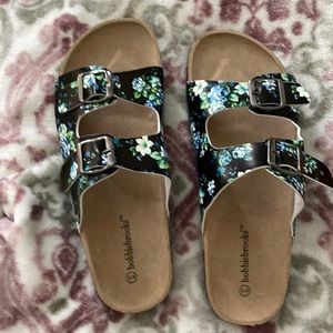 Dark floral print shoes